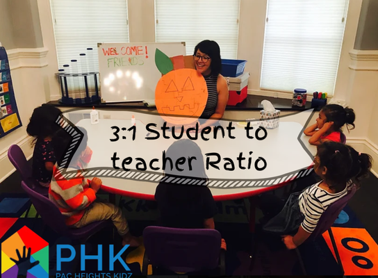 Low Student:Teacher Ratio - Kids learn best with direct attention, and little ones even more so! Our ratio of 3:1 students to each teacher sets your loved ones up for success right from the beginning.