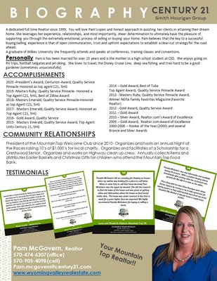 Pam's Bio 2021 - Please take a moment to check out my Bio.
