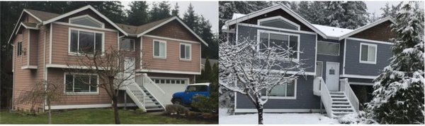 Exterior Painting - The customers had recently purchased this home on Camano Island. The exterior paint was not their ideal color and wanted something more modern, and their results came out AMAZING! So much that their neighbors also repainted their home with us. Exterior Painting - The customers had recently purchased this home on Camano Island. The exterior paint was not their ideal color and wanted something more modern, and their results came out AMAZING! So much that their neighbors also repainted their home with us.