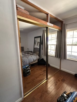Closets Aug. 2025 - We redid multiple closets for this client. 
Removed sliding doors and closet systems. 
Added new closets and swinging doors for a touch of modern.