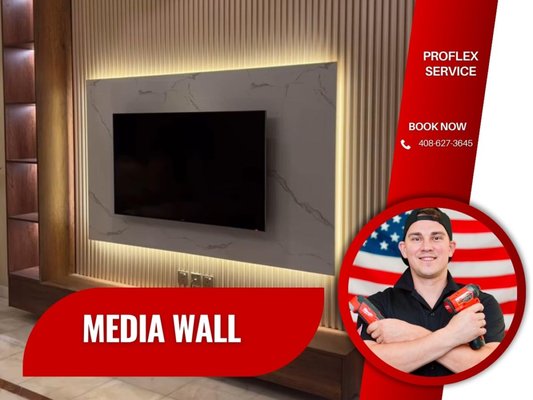 Media Wall - TV mounting with decor. Media Wall - TV mounting with decor.