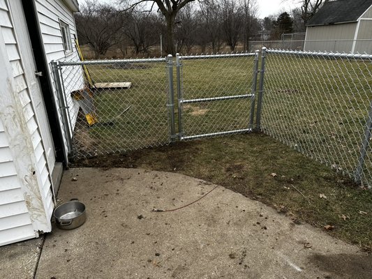 NEW FENCE INSTALLATION - We were hired to install a fence to protect this homeowners dogs. NEW FENCE INSTALLATION - We were hired to install a fence to protect this homeowners dogs.