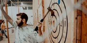 1 Hour of Axe Throwing Axe-Throwing Hour of Thrills - Mon - Tue $19 Per Person
Wed - Sun $25 Per Person
No of Throwers: Check Availability
Walk-In hours
Safety & Training Included
If you need a special time for a larger group, contact us +1 855-293-8476