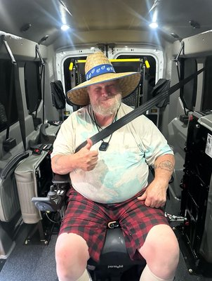 Specialized Transportation from Tarmac to Home 2nd Floor - Patient safely buckled in and ready for transport in our fully sanitized wheelchair-accessible van. Clean, secure, and comfortable rides every time. 
We always conduct Pre-Trip Inspection to maximize safety and make sure our riders are comfortable in every way. It means a great deal to see them all smile