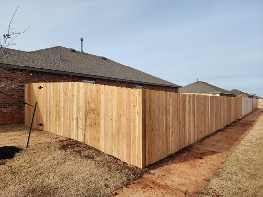 Beautiful Western Red Cedar project in Yukon Ok. - this fence addition was done for a new homeowner that needed this project started and completed within the week of our quote. We were able to start and finish ahead of schedule.