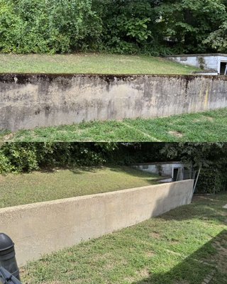Pressure washing retaining walls - Pressure washed over 1,000 square ft of retaining wall and made the exterior of my clients home absolutely shine. One of my favorite transformations to date Pressure washing retaining walls - Pressure washed over 1,000 square ft of retaining wall and made the exterior of my clients home absolutely shine. One of my favorite transformations to date