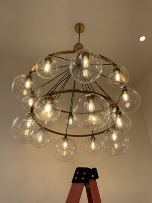 Beautiful chandelier installation. - Had to add new circuit added ceiling junction box, and installed beautiful lights. Beautiful chandelier installation. - Had to add new circuit added ceiling junction box, and installed beautiful lights.