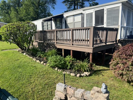 Composite deck, 2024 - Customer had an old pressure deck we removed the old deck and installed a new composite deck for him Composite deck, 2024 - Customer had an old pressure deck we removed the old deck and installed a new composite deck for him