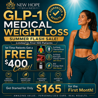 1st Time Patient Get a Free $400 Credit -- GLP-1 Medical Weight Loss - 1st Time Patient Get a Free $400 Credit -- GLP-1 Medical Weight Loss
GLP-1 receptor agonists are medications containing the same active ingredients that mimic a hormone your body naturally produces. They help control appetite, reduce cravings, and improve metabolic function. Common GLP-1 medications include semaglutide (the active ingredient in Wegovy and Ozempic) and tirzepatide (Mounjaro). We use compounded versions from certified 503(a) pharmacies. 1st Time Patient Get a Free $400 Credit -- GLP-1 Medical Weight Loss - 1st Time Patient Get a Free $400 Credit -- GLP-1 Medical Weight Loss
GLP-1 receptor agonists are medications containing the same active ingredients that mimic a hormone your body naturally produces. They help control appetite, reduce cravings, and improve metabolic function. Common GLP-1 medications include semaglutide (the active ingredient in Wegovy and Ozempic) and tirzepatide (Mounjaro). We use compounded versions from certified 503(a) pharmacies.