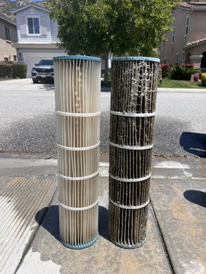 Filter Clean & Salt Cell Season 2024 - With higher temperatures￼ coming it’s important to maintain all your equipment so that we can fight pesky algae. This is just one example of a filter and salt cell that definitely needed a cleaning . Now the customers all set for summer