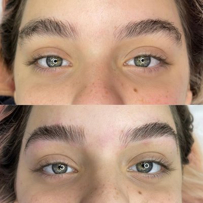 Brow Lamination - Brow lamination takes your unruly or thinning brow hair and smoothes it out while also lifting the hair in a more vertical direction. The end result is super smooth brows that look like you have brow gel on them.