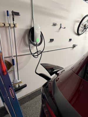 Installing Tesla Universal Wall Connector - Megawire Electric installed a Tesla Universal Wall Connector in this customer’s garage, creating a convenient place to charge at home. We mounted the charger, completed the electrical connection, and checked its operation after installation. The Universal Wall Connector supports Tesla vehicles and other compatible EVs, making it a flexible choice for the household. Installing Tesla Universal Wall Connector - Megawire Electric installed a Tesla Universal Wall Connector in this customer’s garage, creating a convenient place to charge at home. We mounted the charger, completed the electrical connection, and checked its operation after installation. The Universal Wall Connector supports Tesla vehicles and other compatible EVs, making it a flexible choice for the household.