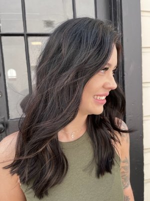 Lived in, low maintenance color - Lived in, low maintenance (not no maintenance) hair color gives you the perks of adding color to your hair, without having to touch up your highlights every 5 weeks. It is done with a technique that gives you a seamless grow out that won't leave a heavy grow out line. Highlights can be lived in for 10-16+ weeks before needing to be touched up. Every 5-7 weeks in between, you will need just a toner refresh to keep your highlights looking natural and lived in.