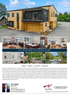 124 W Second street Unit B. Whitefish for sale - New build in downtown Whitefish at over 3,000 sq feet with river access! 124 W Second street Unit B. Whitefish for sale - New build in downtown Whitefish at over 3,000 sq feet with river access!