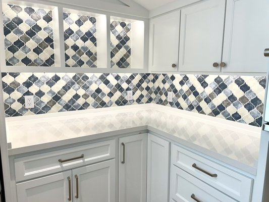 Kitchen remodel- backsplash! - Brand new kitchen, homeowner wanted to install a new backsplash that went into the cabinets. They wanted all the tiles and grout lines to match from the top to the bottom.. perfectly aligned!! And that’s exactly what we did. We pride ourselves in the quality of our work! Kitchen remodel- backsplash! - Brand new kitchen, homeowner wanted to install a new backsplash that went into the cabinets. They wanted all the tiles and grout lines to match from the top to the bottom.. perfectly aligned!! And that’s exactly what we did. We pride ourselves in the quality of our work!