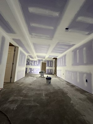 Basement Finish - 65 sheets hung and taped level 4 finish, primed, painted Basement Finish - 65 sheets hung and taped level 4 finish, primed, painted