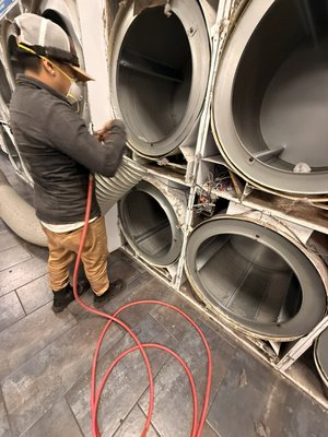 Full laundromat service. Includes roof dryer vent ,
Back of all dryers. And disassembly of the whole front of the dryer, for a full cleanout - A full 10 hour work day. Customer was very happy. We do a walkthrough and a free inspection so the client can see how dirty the machines are . We always negotiate rates before any job is perform. We will also do a walkthrough at the end of every project before we get paid .
I believe you should be truly happy with our service . Full laundromat service. Includes roof dryer vent ,
Back of all dryers. And disassembly of the whole front of the dryer, for a full cleanout - A full 10 hour work day. Customer was very happy. We do a walkthrough and a free inspection so the client can see how dirty the machines are . We always negotiate rates before any job is perform. We will also do a walkthrough at the end of every project before we get paid .
I believe you should be truly happy with our service .