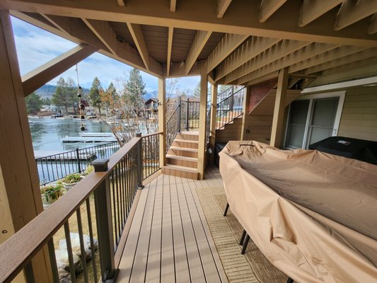 Tahoe Keys - Trex Lineage Deck - Main Deck body color is Jasper accented with Jasper. Handrail is Fortress Antique Bronze.
Quality craftsmanship by Ogden Construction. Call us now to book a consultation! Tahoe Keys - Trex Lineage Deck - Main Deck body color is Jasper accented with Jasper. Handrail is Fortress Antique Bronze.
Quality craftsmanship by Ogden Construction. Call us now to book a consultation!