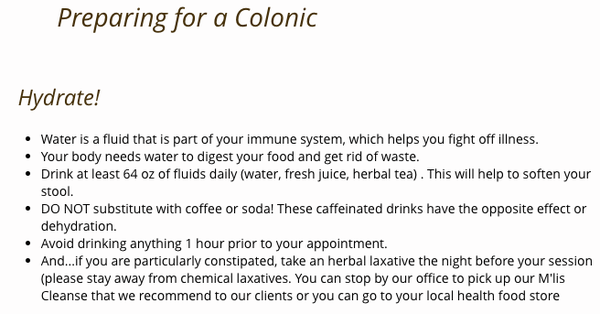 Preparing for a Colonic - Preparing for a Colonic
