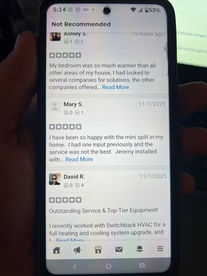 Is yelp a waste of marketing money - This photo depicts some of the 5 star reviews that have been hidden by Yelp by their "algorithm". As a small business, we live and die by these reviews. I think that Switchback HVAC will be using our limited marketing dollars elsewhere going forward. Is yelp a waste of marketing money - This photo depicts some of the 5 star reviews that have been hidden by Yelp by their "algorithm". As a small business, we live and die by these reviews. I think that Switchback HVAC will be using our limited marketing dollars elsewhere going forward.