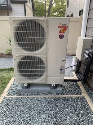 Installation - We successfully performed a professional installation of two Mitsubishi wall units and one high static air handler, with a hyper heat pump system. Installation - We successfully performed a professional installation of two Mitsubishi wall units and one high static air handler, with a hyper heat pump system.