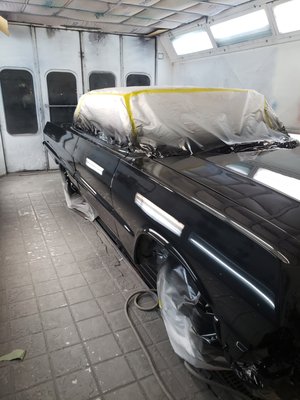 63 Impala - 63 Impala restoration and new quarter panel with body work and painted a black pearl