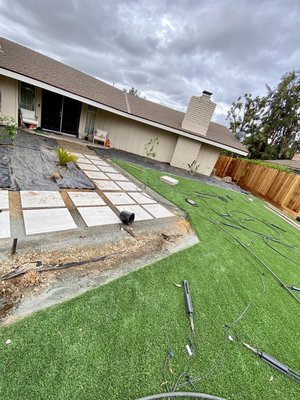 Simple yet Eye opening Project - For this particular project, we added small crushed rock in between pavers , we did a full on bender board separator to divide the different materials , we also installed brown walk on bark , weed barrier and white gravel to bring some color out out of the pavers Simple yet Eye opening Project - For this particular project, we added small crushed rock in between pavers , we did a full on bender board separator to divide the different materials , we also installed brown walk on bark , weed barrier and white gravel to bring some color out out of the pavers