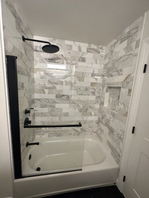 Bathroom Remodel - This outdated Bathroom HAD TO GO!!! We took it down to the studs and gave it a full make over!