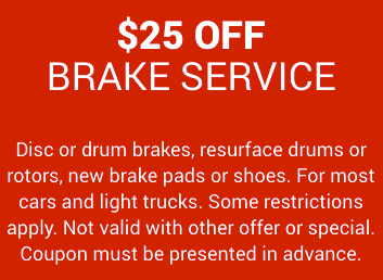 SPECIALS - We ALWAYS offer SPECIALS. If your timing belt is close to due, take advantage of the savings! Not valid with other offer or special. Coupon must be presented in advance.Disc or drum brakes, resurface drums or rotors, new brake pads or shoes. For most cars and light trucks. Some restrictions apply. Not valid with other offer or special. Coupon must be presented in advance. SPECIALS - We ALWAYS offer SPECIALS. If your timing belt is close to due, take advantage of the savings! Not valid with other offer or special. Coupon must be presented in advance.Disc or drum brakes, resurface drums or rotors, new brake pads or shoes. For most cars and light trucks. Some restrictions apply. Not valid with other offer or special. Coupon must be presented in advance.