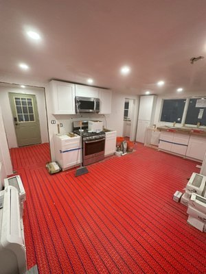 Heated Flooring - We installed heated flooring mats in this house, controlled by a thermostat. They heated mats go underneath the flooring and are compatible with all flooring types. You'll have toasty warm feet all winter long! Heated Flooring - We installed heated flooring mats in this house, controlled by a thermostat. They heated mats go underneath the flooring and are compatible with all flooring types. You'll have toasty warm feet all winter long!