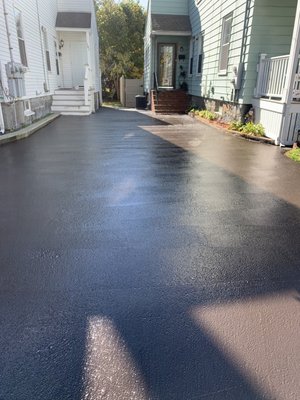 Driveway Seal-Coating at Affordable Prices - Durable Long-lasting Protective Sealant - Incredible transformation with newly seal-coated driveway!  We added power washing to this project which transformed the entire look just in time for the real estate listing.