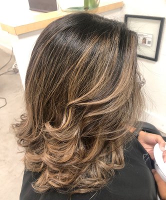Color Correction Balayage - A glowing transformation. Balayage color correction. It was really a great project to blend the previous balayage line. We had to be very careful not to apply bleach to the part of the hair that could not withstand the bleach due to the hair porosity.But after 6 hours picking the right strands that was the final work. Visit us, call or text for a consultation with a balayage specialist. Color Correction Balayage - A glowing transformation. Balayage color correction. It was really a great project to blend the previous balayage line. We had to be very careful not to apply bleach to the part of the hair that could not withstand the bleach due to the hair porosity.But after 6 hours picking the right strands that was the final work. Visit us, call or text for a consultation with a balayage specialist.