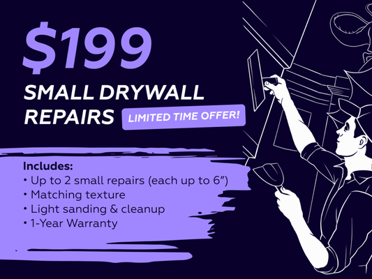 Drywall Repair From $199 - Drywall Repair, Texture Match & Paint Touch-Up
Seamless drywall repair with expertly matched texture and paint.
We make it look like damage was never there.
Fast, clean, and professional results every time. Drywall Repair From $199 - Drywall Repair, Texture Match & Paint Touch-Up
Seamless drywall repair with expertly matched texture and paint.
We make it look like damage was never there.
Fast, clean, and professional results every time.