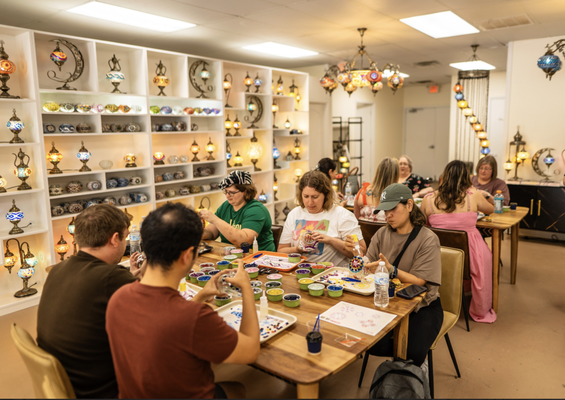 Turkish Mosaic Lamp Workshop- Sugar Land Studio - A hands-on Turkish mosaic lamp workshop where guests design and create their own lamp in a relaxed, creative environment. A hands-on Turkish mosaic lamp workshop at our Sugar Land studio.
Birthday Parties, Team Building Events, Private Group Events, Bachelorette Parties Event. Turkish Mosaic Lamp Workshop- Sugar Land Studio - A hands-on Turkish mosaic lamp workshop where guests design and create their own lamp in a relaxed, creative environment. A hands-on Turkish mosaic lamp workshop at our Sugar Land studio.
Birthday Parties, Team Building Events, Private Group Events, Bachelorette Parties Event.
