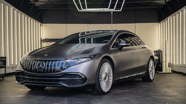 EQS 450: Vinyl Wrap and Ceramic Tinting - A full wrap was done on a 2023 EQS 450. We used 3M Satin Dark Gray and tinted the cars with ceramic tints. EQS 450: Vinyl Wrap and Ceramic Tinting - A full wrap was done on a 2023 EQS 450. We used 3M Satin Dark Gray and tinted the cars with ceramic tints.