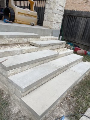 Outdoor staircase Natural Grey Ludar slabs and Limestone blocks - These steps are handcrafted by none other then the Owner Adam Paquette himself taking great pride in the quality of the final result at the same time having fun with a smile creating a piece of art that should last a lifetime Outdoor staircase Natural Grey Ludar slabs and Limestone blocks - These steps are handcrafted by none other then the Owner Adam Paquette himself taking great pride in the quality of the final result at the same time having fun with a smile creating a piece of art that should last a lifetime