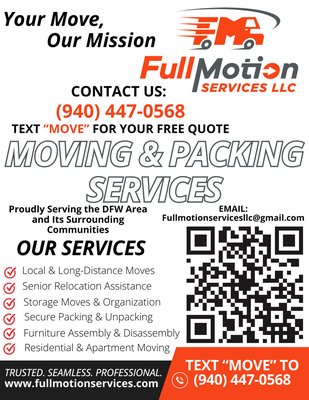Residential Moving Arlington, TX to Irving. 
Full Motion Moving - Knocked out a move from Arlington to Irving for our guy Cory. Everything went smooth from start to finish. No stress, no delays, just solid service. That’s Full Motion standard. 
fullmotionservices.com