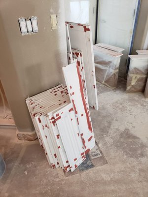 cabinet repaint - Here at 3DP we understand that dings and scratches on Kitchen cabinets are a normal part of their life, thats why we do our best to give each cabinet/door the proper prep. We use high quality red putty that helps hide those imperfections once the final coat of paint is applied, after the red putty was applied we sanded it down to a smooth finish cabinet repaint - Here at 3DP we understand that dings and scratches on Kitchen cabinets are a normal part of their life, thats why we do our best to give each cabinet/door the proper prep. We use high quality red putty that helps hide those imperfections once the final coat of paint is applied, after the red putty was applied we sanded it down to a smooth finish