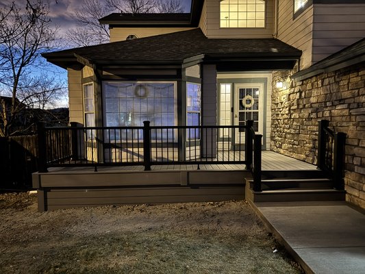 Standley Lake Project - This client had an old dilapidated deck that they wanted overhauled. We installed Timbertech composite decking with a beautiful Trex composite rail in black. Standley Lake Project - This client had an old dilapidated deck that they wanted overhauled. We installed Timbertech composite decking with a beautiful Trex composite rail in black.