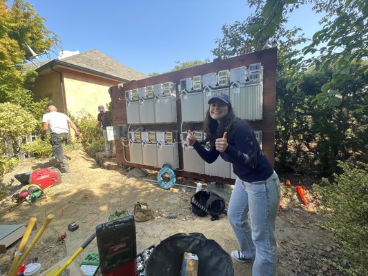 Enphase Battery Installation - 40kWh of Enphase Batteries with custom backerboard. Provided by Vital Energy Solutions in Sebastopol CA