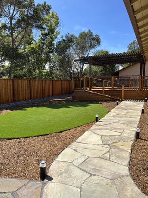 Complete outdoor transformation - In this project we complete transformed the front, side & back yard. New landscape, lighting, concrete, bluestone walkway, deck & fence. Complete outdoor transformation - In this project we complete transformed the front, side & back yard. New landscape, lighting, concrete, bluestone walkway, deck & fence.
