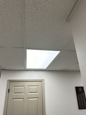 Led light upgrade! - This was in an office where we replaced a couple dozen lights with new efficient LEDs. The picture shows the dramatic difference from old to new. What you don't see is the 70% to 80% improvement on their electrical bill every month thanks to this upgrade. It gives the office a whole new look that the staff loved while also providing better quality light over their work areas. Led light upgrade! - This was in an office where we replaced a couple dozen lights with new efficient LEDs. The picture shows the dramatic difference from old to new. What you don't see is the 70% to 80% improvement on their electrical bill every month thanks to this upgrade. It gives the office a whole new look that the staff loved while also providing better quality light over their work areas.