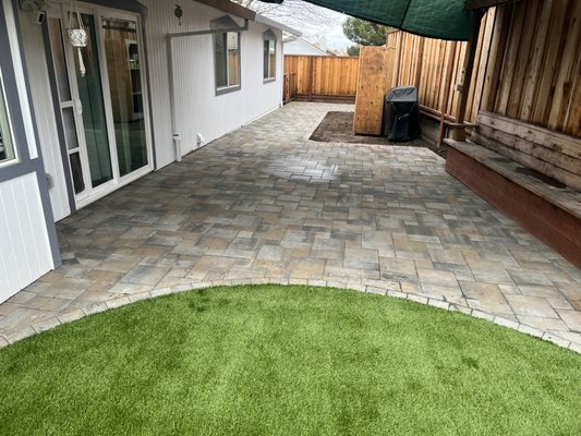 Artificial turf installation - This project was done in Hollister, back yard was in very bad shape. We came in did demo and started laying down pavers! This project took us 5 days to complete. New play area for the kids was installed. With a nice touch of running border to keep the turf in place! Came out awesome! For any quotes please feel free to message me! I got a great team behind me that can make your idea or picture come true! #Aconlandscape