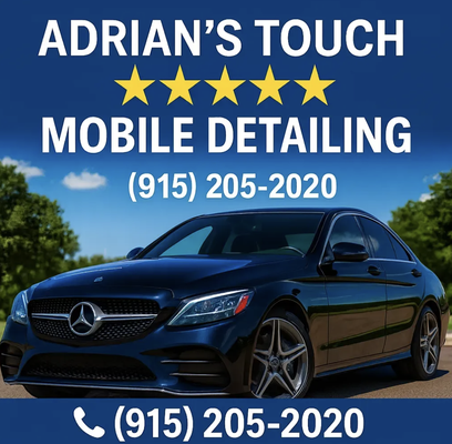 ⭐⭐⭐⭐⭐ Customer Reviews ⭐⭐⭐⭐⭐ - Temple, Texas’s Trusted Mobile Auto Detailing Service
📞 Call/Text: 915-205-2020
See What Our Customers Say! ★★★★★
⭐⭐⭐⭐⭐
"Adrian’s Touch made my car look brand new! Super convenient and excellent attention to detail. Will definitely use again."
— Maria G.
⭐⭐⭐⭐⭐
"Prompt, professional service right at my driveway. The interior looks spotless. Highly recommend Adrian’s Touch Mobile Detailing!"
— Jason S.
⭐⭐⭐⭐⭐
"Great value for the money, and my car has never looked better. The team was friendly and thorough."
— Erika P.
⭐⭐⭐⭐⭐
"So easy to schedule and the results were fantastic. My SUV looks like it just came off the lot. Thanks, Adrian!"
— Robert M.
⭐⭐⭐⭐⭐
"Fast, reliable, and a perfect shine every time. I love that they come to me. Call Adrian for your next detail!"
— Luis R.
Ready for the five-star treatment?
Contact Adrian’s Touch Mobile Detailing at 915-205-2020 for your appointment today!