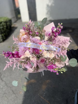 Mixed blooms bouquet - Mixed blooms bouquet with gold crown add on.