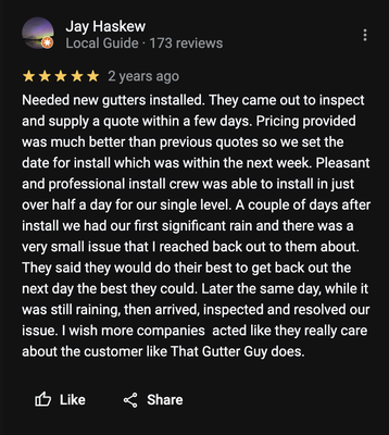 Customer Testimonials - Let us provide your Gutter Cleaning, Keeping you safe.
Call Now to see what we can do for you. Serving St. Clair, Jefferson, Etowah, Calhoun, Talladega, Shelby, Blount Counties Customer Testimonials - Let us provide your Gutter Cleaning, Keeping you safe.
Call Now to see what we can do for you. Serving St. Clair, Jefferson, Etowah, Calhoun, Talladega, Shelby, Blount Counties