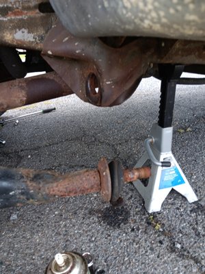 1996 Ford F-150 - Customer had a bad clunking noise going over the smallest of bumps. inspected the front end suspension and quickly noticed the radius arm bushing were shot. 1996 Ford F-150 - Customer had a bad clunking noise going over the smallest of bumps. inspected the front end suspension and quickly noticed the radius arm bushing were shot.