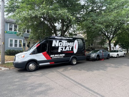Mobile Tire Repair - This job was originally going to be a flat tire repair, but we ended up having to replace both front tires. Mobile Tire Repair - This job was originally going to be a flat tire repair, but we ended up having to replace both front tires.