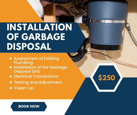 Installation of Garbage Disposal - $250 - Upgrade your kitchen with our professional garbage disposal installation service. For just $250, our experienced plumbers will expertly install your new garbage disposal unit (customer provided), ensuring seamless integration and flawless functionality. This service is perfect for those looking to enhance their kitchen's efficiency and cleanliness.
Service Includes:
- Assessment of Existing Plumbing: Our plumbers will inspect your current plumbing setup to ensure compatibility with the new garbage disposal unit.
- Installation of the Garbage Disposal Unit: We will carefully install the new unit, making all necessary connections and ensuring it is securely mounted.
- Electrical Connections: Our team will handle the electrical connections, ensuring the unit is safely and properly connected to your power supply.
- Testing and Adjustment: After installation, we will thoroughly test the unit to ensure it operates smoothly and efficiently. Any necessary adjustments will be made to guarantee optimal performance.
- Clean-Up: We respect your home and will clean up our work area, leaving your kitchen spotless.
Why Choose Us?
- Expertise: With over 7 years of plumbing experience, our team has the knowledge and skills to handle any garbage disposal installation with precision and care.
- Quality Workmanship: We take pride in our work, ensuring that every job is done to the highest standards.
- Customer Satisfaction: Your satisfaction is our priority. We guarantee you will be pleased with the results of our service.
- Efficient and Reliable: We understand the importance of time and efficiency. Our plumbers work quickly and effectively to minimize any disruption to your daily routine.
Whether you're installing a garbage disposal for the first time or replacing an old unit, our installation service is the perfect solution. Enjoy the convenience and cleanliness that a new garbage disposal brings to your kitchen. Contact us today to schedule your appointment and upgrade your kitchen with our top-notch service! Installation of Garbage Disposal - $250 - Upgrade your kitchen with our professional garbage disposal installation service. For just $250, our experienced plumbers will expertly install your new garbage disposal unit (customer provided), ensuring seamless integration and flawless functionality. This service is perfect for those looking to enhance their kitchen's efficiency and cleanliness.
Service Includes:
- Assessment of Existing Plumbing: Our plumbers will inspect your current plumbing setup to ensure compatibility with the new garbage disposal unit.
- Installation of the Garbage Disposal Unit: We will carefully install the new unit, making all necessary connections and ensuring it is securely mounted.
- Electrical Connections: Our team will handle the electrical connections, ensuring the unit is safely and properly connected to your power supply.
- Testing and Adjustment: After installation, we will thoroughly test the unit to ensure it operates smoothly and efficiently. Any necessary adjustments will be made to guarantee optimal performance.
- Clean-Up: We respect your home and will clean up our work area, leaving your kitchen spotless.
Why Choose Us?
- Expertise: With over 7 years of plumbing experience, our team has the knowledge and skills to handle any garbage disposal installation with precision and care.
- Quality Workmanship: We take pride in our work, ensuring that every job is done to the highest standards.
- Customer Satisfaction: Your satisfaction is our priority. We guarantee you will be pleased with the results of our service.
- Efficient and Reliable: We understand the importance of time and efficiency. Our plumbers work quickly and effectively to minimize any disruption to your daily routine.
Whether you're installing a garbage disposal for the first time or replacing an old unit, our installation service is the perfect solution. Enjoy the convenience and cleanliness that a new garbage disposal brings to your kitchen. Contact us today to schedule your appointment and upgrade your kitchen with our top-notch service!
