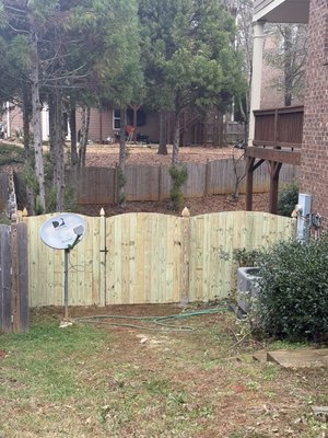 Fence Project Marietta - This project was HOA approved Fence in a private community in Marietta, Georgia. Arched Privacy Fence Fence Project Marietta - This project was HOA approved Fence in a private community in Marietta, Georgia. Arched Privacy Fence